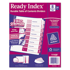 Uncollated Index Dividers, 8-Tab,1-8, 11"x8-1/2",24Set/BX,MI