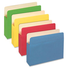 File Pockets, 3-1/2 Exp, Ltr, 800 Shts, 25/BX, Assorted
