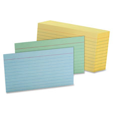 Index Card, Ruled, 3"x5", 100/PK, Canary