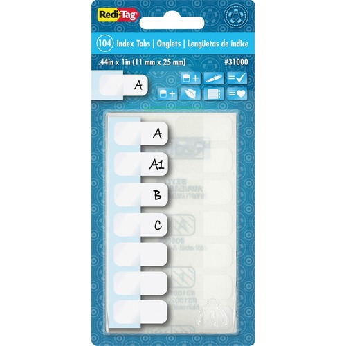 Write-On Plain Tabs, Permanent, 1"x7/16", 104 Tabs/PK, White