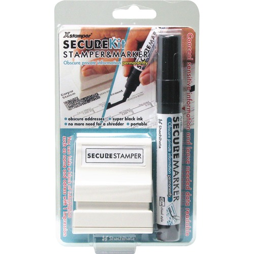 Small Security Stamp Kit, w/Marker, 1/2"x1-11/16", Black