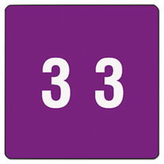 Numeric Labels, "3", 1-1/2"x1-1/2", 250/RL, Purple