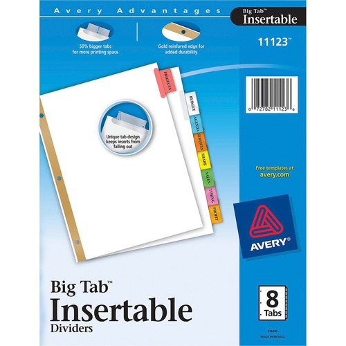 Insertable Dividers,11"x8-1/2",8-Tab, Multi Tab/WE Paper