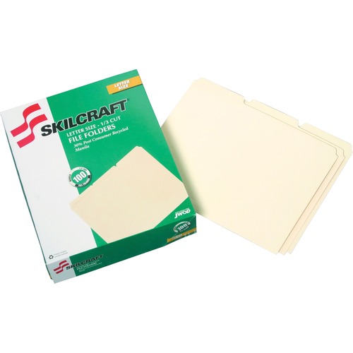 File Folder,3/4" Expansion,1/3"Cut,Letter-Size,100/PK,Manila