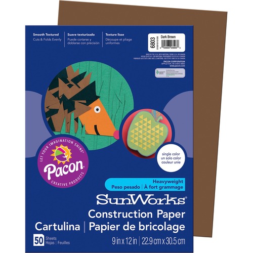 Construction Paper,Smooth Textured,9"x12",50/PK,Dark Brown
