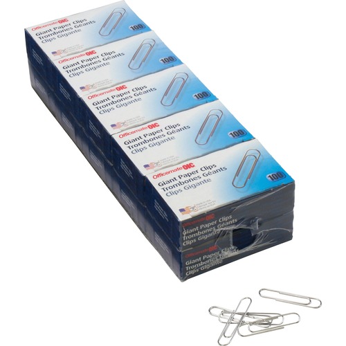 Paper Clips, Giant, .045 Gauge, 100/BX, Silver