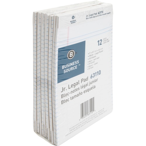 Legal Pads, Jr. Legal Ruled, 50 Sht, 5"x8", 12Pack, WE