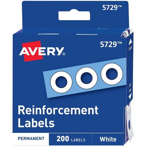 Reinforcements, Roll Dispnsr,1/4" Diameter, 200/PK, White