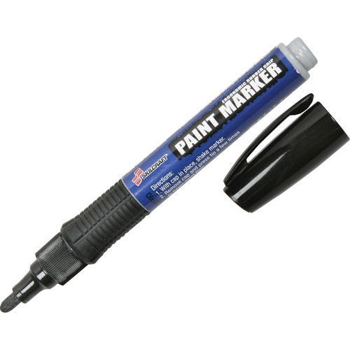 Paint Markers, Rubber Grip, Bullet Tip, Med. Pt, 6/PK,Black
