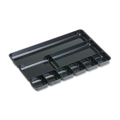 Drawer Organizer, 9 Bins, Plastic,14"x9-3/8"x1-1/4", Black