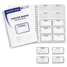 Visitors Badge, w/Registry Log, 2"x3-1/2", 150/BX, White