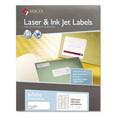 Address Labels, 1"x2-5/8", 3000/BX White