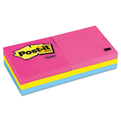 Post-it Notes,Lined,3"x3",6/PK,100 Sh/Pad,Assorted