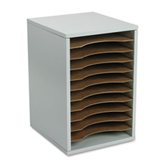 Vertical Wood Organizer, 11Comp, 10-3/4"x12"x16", GY
