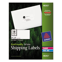 Labels, Shipping, 2"x4", 250/PK, White