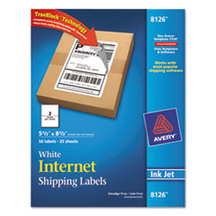 Inkjet Shipping Labels,Perf. Sheets,5-1/2"x8-1/2",50/PK,WE
