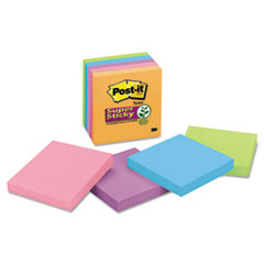 Super Sticky Pads,90 Shts/PD,3"x3", 5/PK, AST Electric Glow