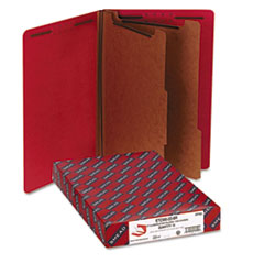 Classification Folders, 2" Exp,Fasteners,Legal, 10/BX,Br.Red