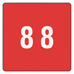 Numeric Labels, "8", 1-1/2"x1-1/2", 250/RL, Red