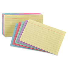 Index Cards, Ruled on 1 Side, 5"x8", 100/PK, Assorted
