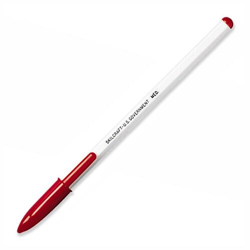 Stick Pen, Nonrefillable, Medium Point, Red Ink
