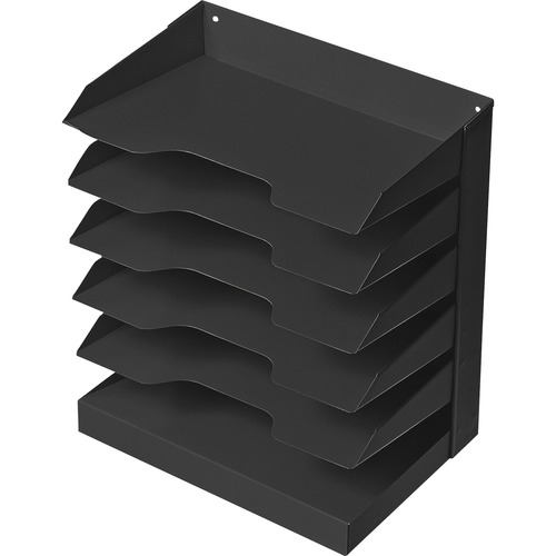 Desktop Organizer, 6 Slots, 12"Wx8-1/2"Dx15"H, Black