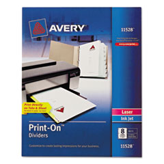Print-On Dividers, 9-1/2"x11", 8TB/1ST, White