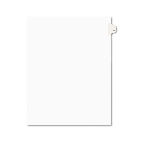 Numeric Divider, "52", Side Tab, 11"x8-1/2", 25/PK, White