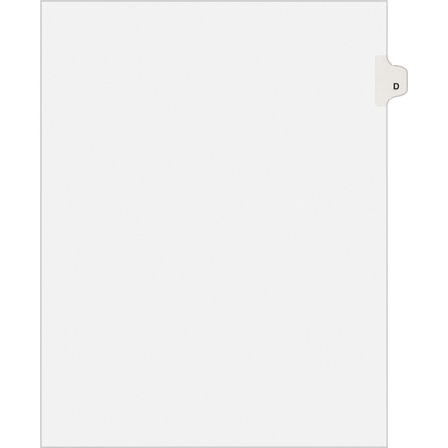 Legal Divider W/Letter "D", Side Tab, 11"x8-1/2", 25/PK