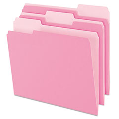 File Folder, AST 1/3 Tab Cut, Letter-Size, 100/BX, Pink