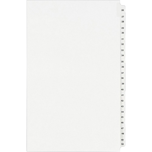 Side Tab Index Sets, Avery Style, 26-50, 14"x8-1/2", White