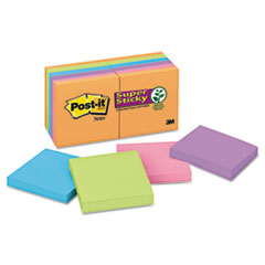 Super Sticky Pads,90 Shts/PD,3"x3", 12/PK, AST Electric Glow
