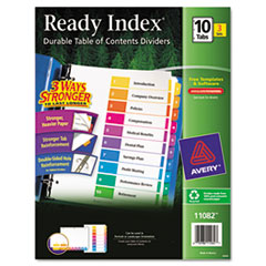 T/of Contents Dividers, Recycled, 10 Tabs/ST, 3ST/PK, Multi