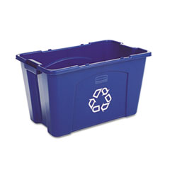 Recycle Bin, Stacking, Poly, Rectangular, 18 Gal, Blue