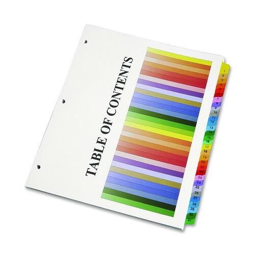 Tab Binder Index Sheets, Letter, 1-31, Assorted