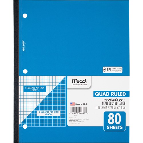 Wireless Neatbook,1-Sub,Quad Rule,11"x8-1/2",80 Shts,WE