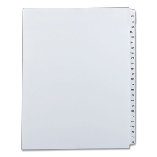 Collated Dividers, 151-175, Side Tab, 11"x8-1/2", 25/Set, WE