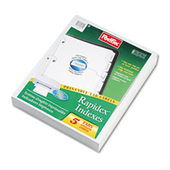 Custom Dividers, w/Tab Labels, 3HP, 5-Tab, LTR, 25/BX, White