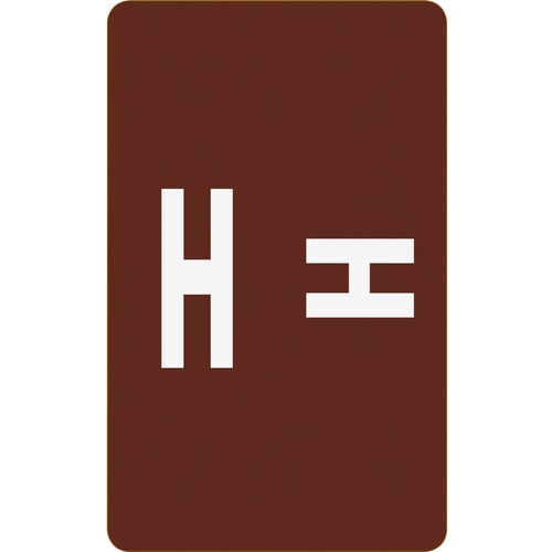 Color Coded Label, "H", 100/PK, Dark Brown