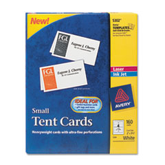 Laser/Inkjet Tent Cards,Small,Perforated,2"x3-1/2",160/BX,WE