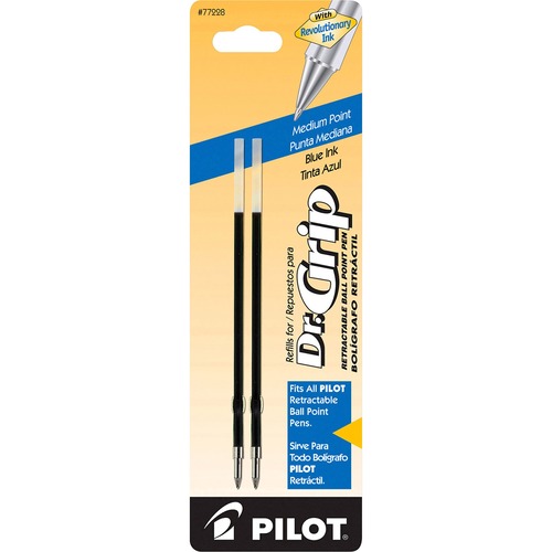 Retractable Refill, Medium Point, 2/PK, Blue Ink