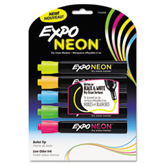 Dry-erase Marker, Bullet Point, 5/PK, Neon Assorted
