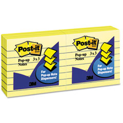 Pop-up Notes Refills,Lined,100 Shts/PD,3"x3", 6/PK, Yellow
