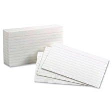 Index Cards, Ruled, 8 Pt., 85 lb., 5"x8", 100/PK, White
