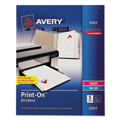 Print-On Dividers, 8-1/2"x11", 5TB/1ST, White