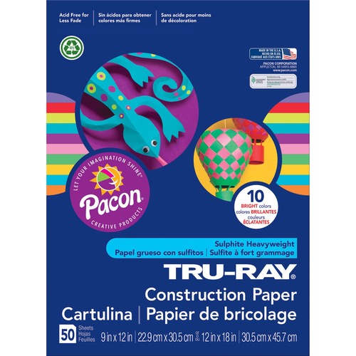 Construction Paper, 76 lb., 9"x12", 50/PK, Assorted