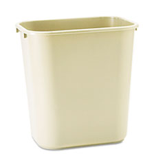 Rectangular Wastebasket,28 Qt,14-1/4"x10-1/4"x15",Beige