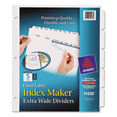 Index Maker Extra-Wide Tab Dividers, 5-Tab, 9"x11",CL