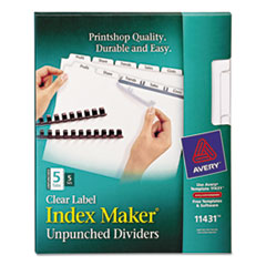 DIVIDERS,UNPNCHD,5TAB,WHITE