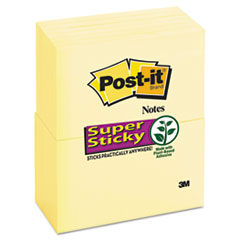 Super Sticky Pads, 90 Sheets/PD, 3"x5", 12/PK, Canary